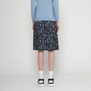 Diarte "Lina" People Sketch Cotton Silk Midi Skirt